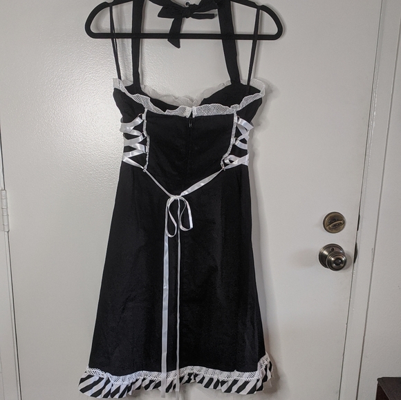 Lucky 13 Tiki Skull Halter Dress Stripes  L - Picture 10 of 10